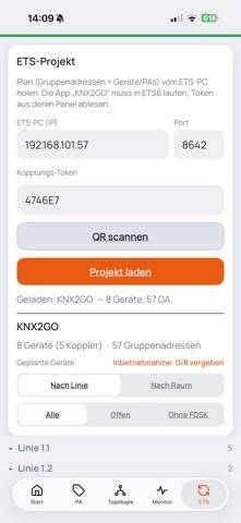 Knx2go App-Screenshot