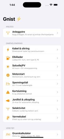 Gnist – Elkalkulator skärmdump