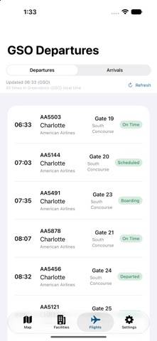 Piedmont Triad GSO Airport App screenshot