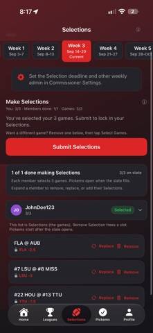 CFB Pickems App screenshot