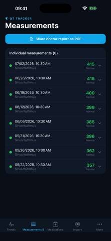 SSRI QT Tracker App screenshot