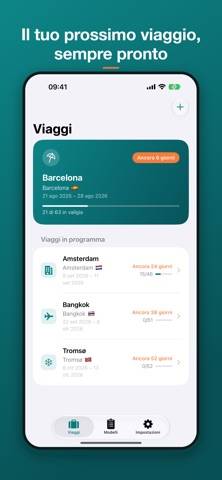 TravelSheet: Lista bagagli Schermata dell'app