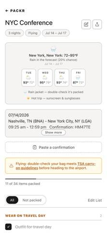 Packr: Smart Packing Lists screenshot #2
