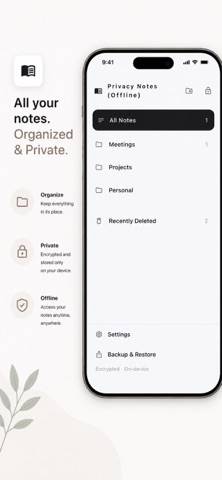 Privacy Notes (Offline) Captura de pantalla de la aplicación
