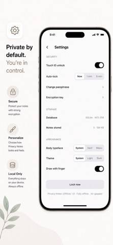 Privacy Notes (Offline) Captura de pantalla de la aplicación