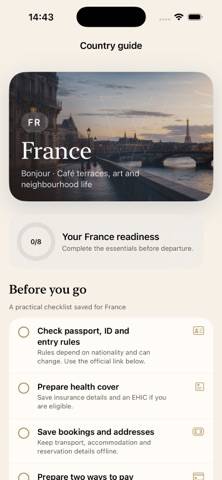 VELORA Travel Companion Capture d'écran de l'application