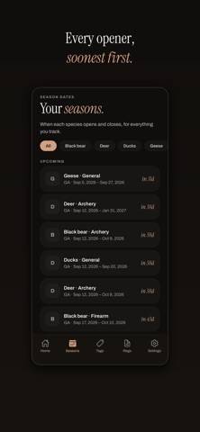 OpenSeason: Dates & Draws App screenshot