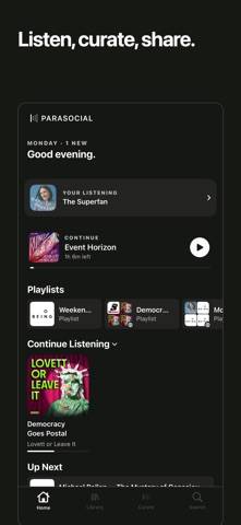 Parasocial: A Podcast Player Bildschirmfoto