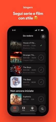Bingers: traccia serie e film Schermata dell'app