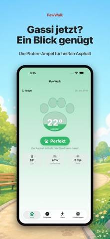 PawWalk – Gassi Hitze-Check App-Screenshot