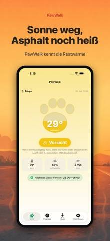 PawWalk – Gassi Hitze-Check App-Screenshot