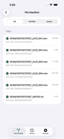 OffloadProof Schermata dell'app