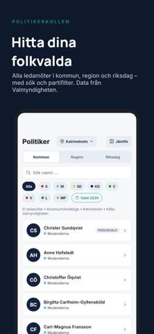 Politikerkollen App skärmdump