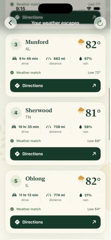 Weather Finder: Trip Temps App screenshot