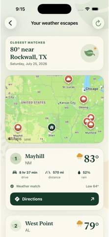 Weather Finder: Trip Temps App screenshot
