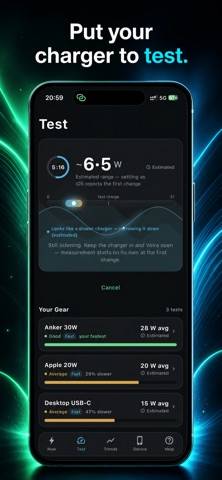 Volra: Batteria e test carica Schermata dell'app