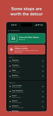 Pit Stop: Road Trip Exit Guide App screenshot
