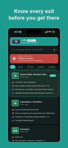 Pit Stop: Road Trip Exit Guide App screenshot