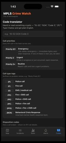 MPLS Crime Watch App screenshot