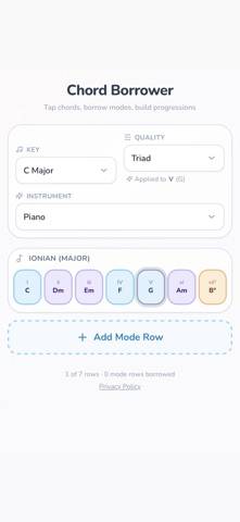Chord Borrower immagine dello schermo