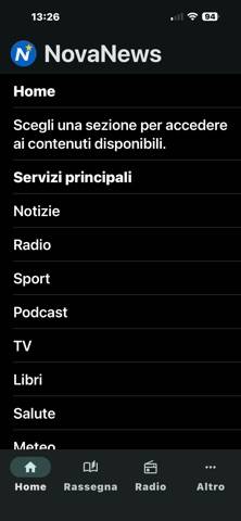 NovaNews immagine dello schermo