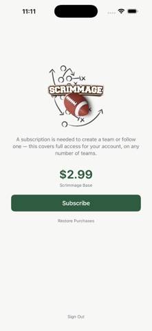 Scrimmage Tracker App screenshot