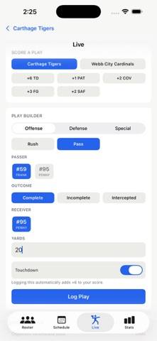 Scrimmage Tracker App screenshot