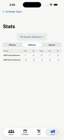Scrimmage Tracker App screenshot