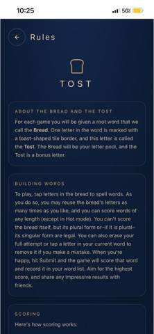 Tost (Word Game) game screenshot