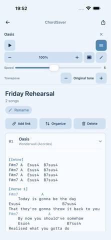 ChordSaver Schermata dell'app