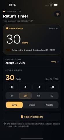 Return Deadline Tracker