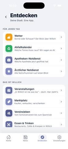 Willich erleben App-Screenshot