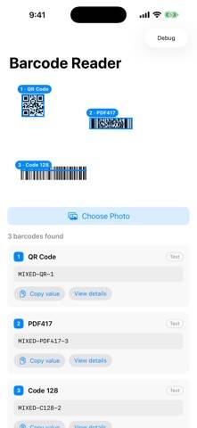 Universal Barcode Reader App skärmdump