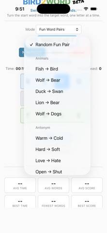 Bird2word game screenshot