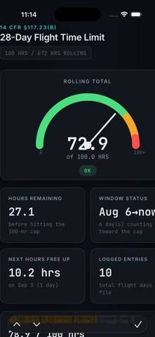 FAR 117 Tracker (100hrs/672)