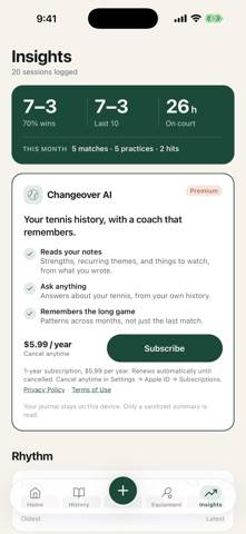 Changeover Journal App screenshot