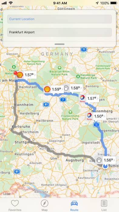 1-2-3 Tanken App-Screenshot