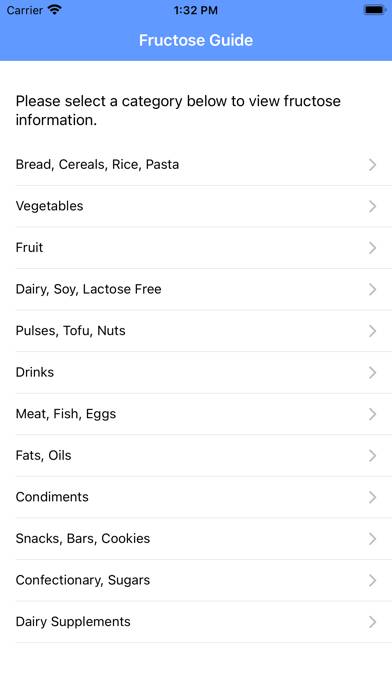 Fructose Guide App-Screenshot #1