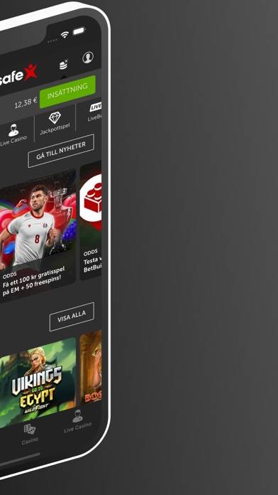 Betsafe Casinospel och sport App skärmdump