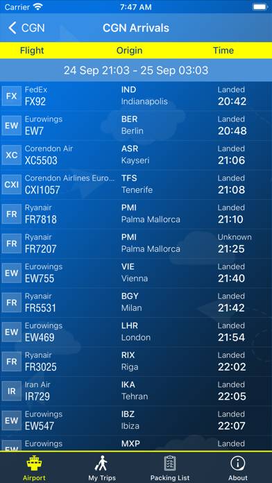 Cologne Airport (CGN) plus Radar App screenshot