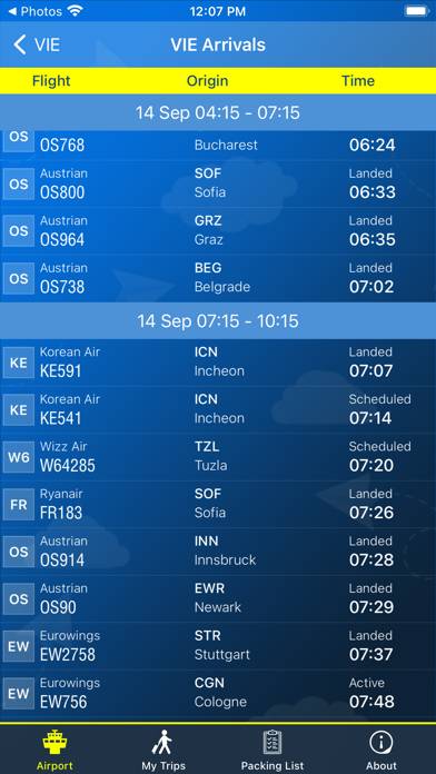 Vienna Airport Info plus Radar Captura de pantalla de la aplicación