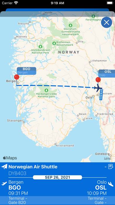 Oslo Airport (OSL) plus Radar App screenshot