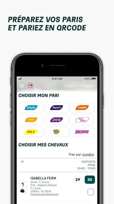 PMU plus Capture d'écran de l'application