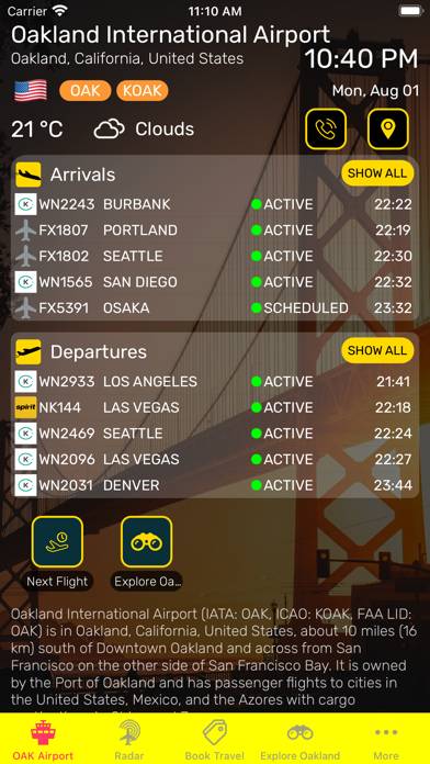 Oakland Airport (OAK) plus Radar App screenshot #1