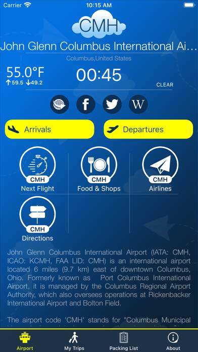 Columbus Airport (CMH) plus Radar App screenshot #1