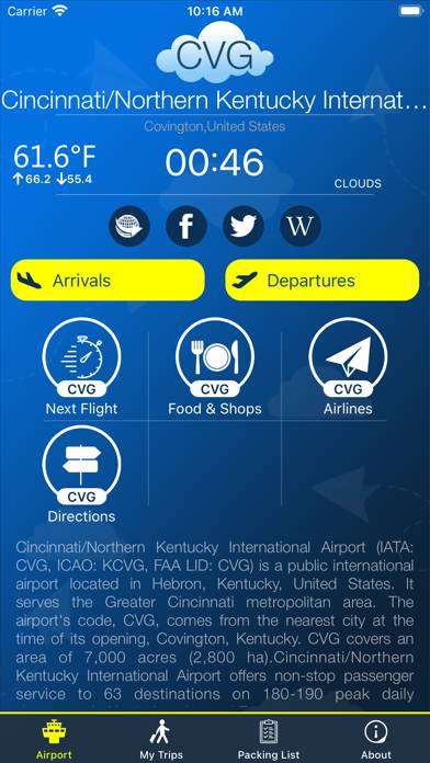 Cincinnati Airport CVG plus Radar App screenshot #1