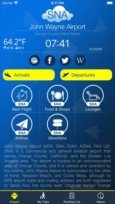 John Wayne Airport SNA + Radar Bildschirmfoto