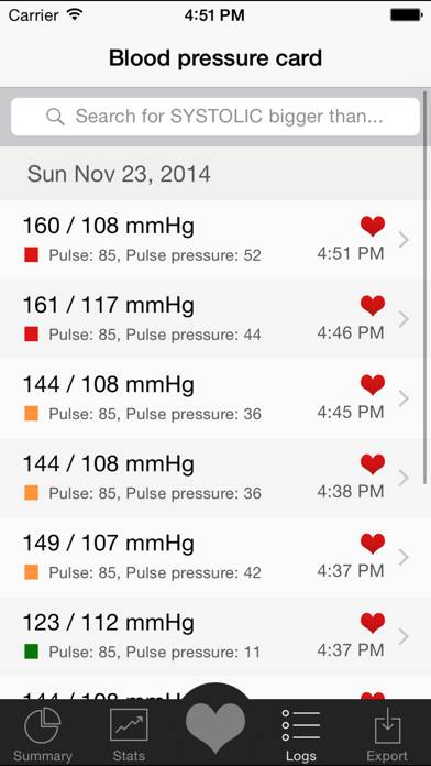 Blood Pressure & Pulse Diary Скриншот приложения #3