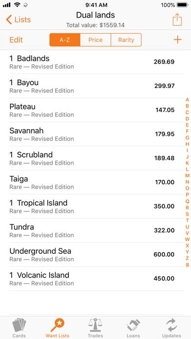 MTG Trades App screenshot