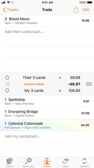 MTG Trades App screenshot
